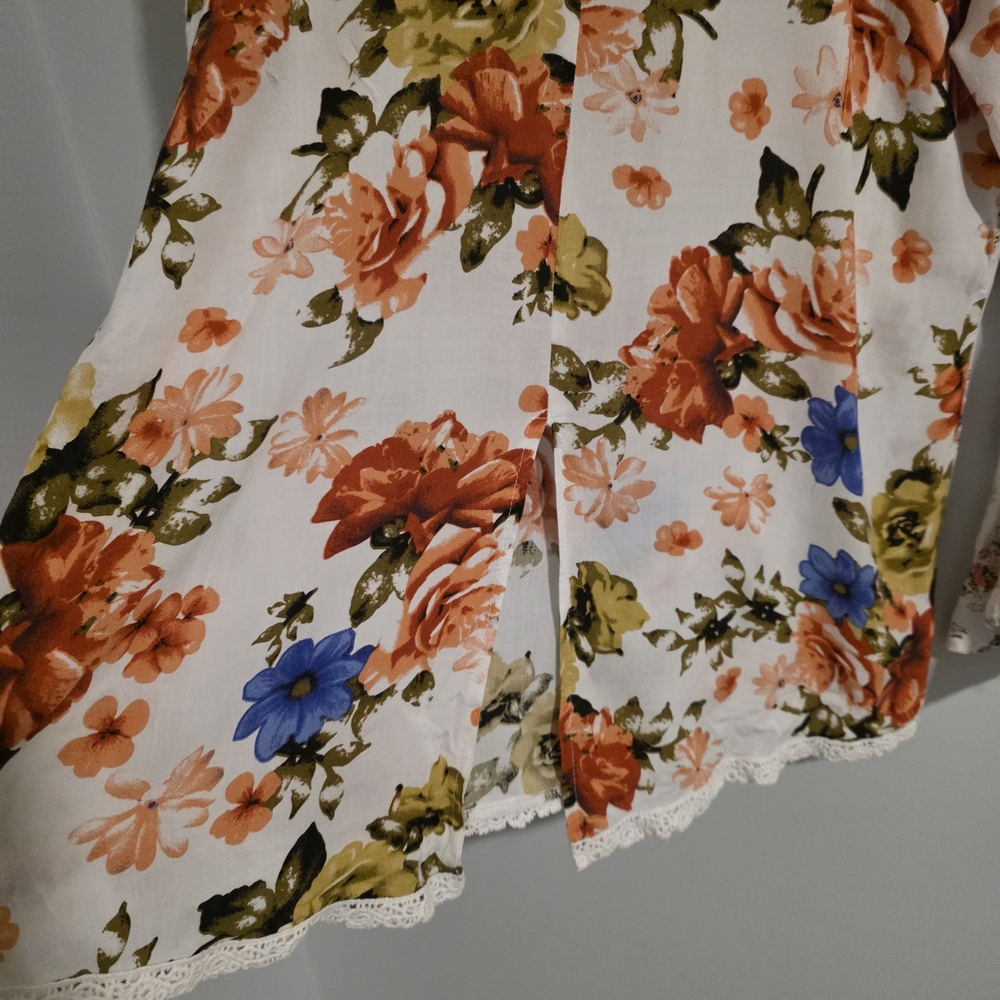 🌸 Flowy Floral Boho Blouse | Bell Sleeve | Cottagecore | Size Large 🌸 - Picture 7 of 14